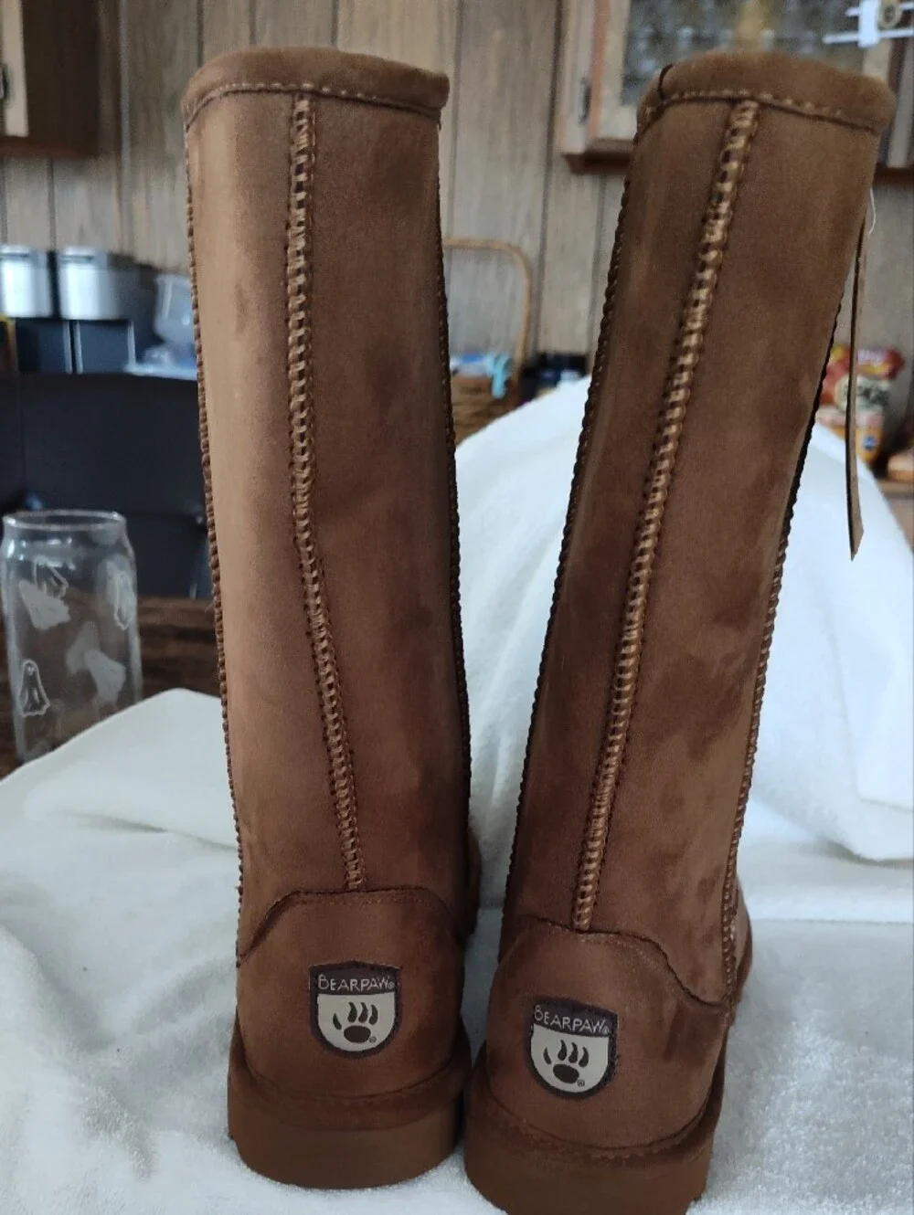 BearPaw Vegan Tall Winter Boots in Chestnut Brown Size 10